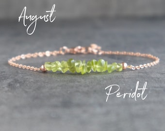 Peridot Bracelet, August Birthstone Bracelets for Women, Raw Peridot Jewelry, Gifts for Her