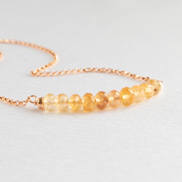 Golden Topaz Necklace, November Birthstone Necklace, Yellow Imperial Topaz Necklace in Gold, Silver& Rose Gold, Birthstone Jewellery