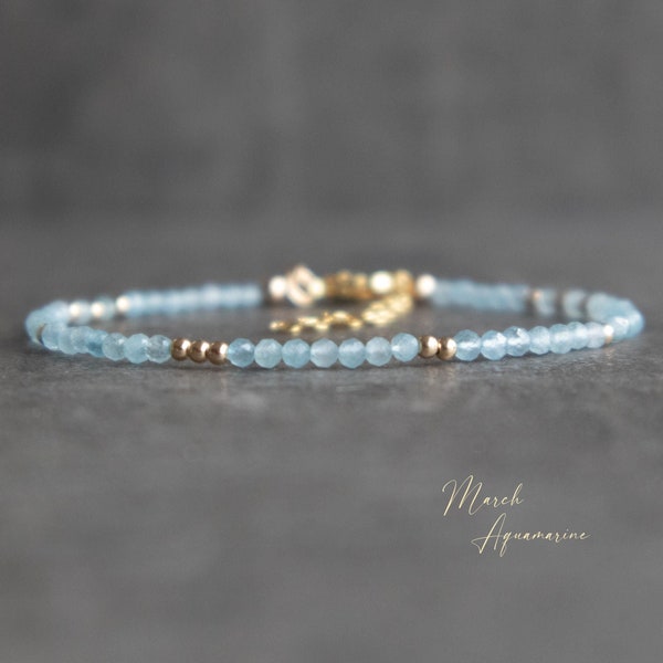 Aquamarine Bracelet, March Birthstone Crystal Bracelets for Women, Birthday Gifts for Her