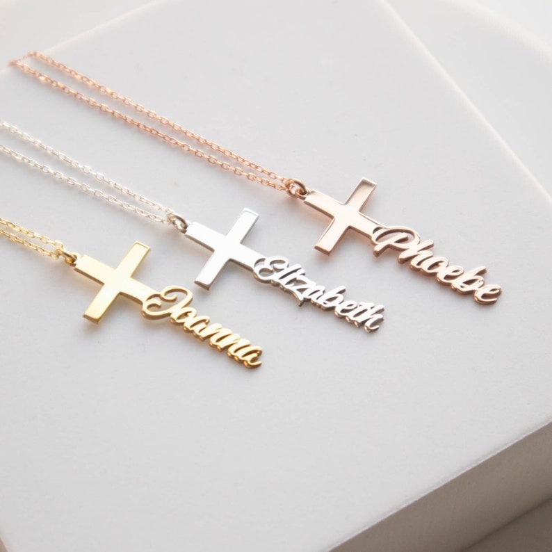 Christening Gifts for Girls, Personalised Cross Necklace Women in Gold, Silver, Rose Gold, Baby Christening Gifts, Baptism Gift Boy 