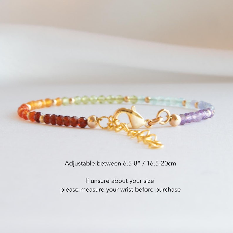 7 Chakra Bracelet with Real Stones, Chakra Crystals Bracelets for Women, Rainbow Chakra Jewelry, Gifts for Her image 3