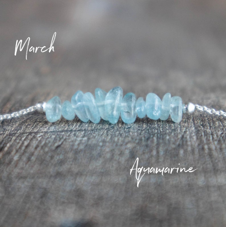 Aquamarine Necklace, Raw Crystal Necklace, March Birthstone Necklaces for Women, Gifts for Her image 1