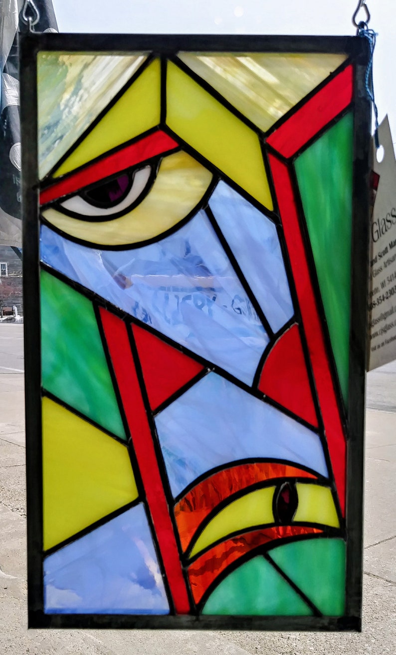Small Abstract Stained Glass Panel In Picasso Style Image 0