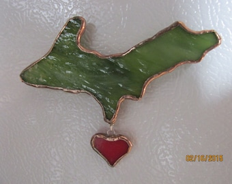 Yooper, UP, Upper Peninsula, Refrigerator Magnet. God's Country. We Love the U.P. Custom cut Upper Peninsula of Michigan and Heart Charm