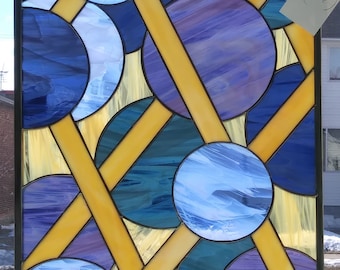 Blueberry Waffle #2 Large Stained Glass Window Panel