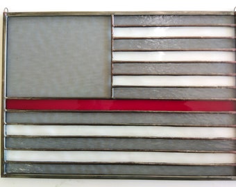 Fire department flag, support, first responder, EMT, ambulance, hero's, support, stained glass, large, firemen, fireman, love,