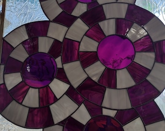 Titled "Ezekiel's Wheels" beautiful large stained glass panel window
