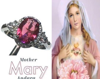 Empaths #1084 Pink Andara Crystal Ring With Authenticity Card Soul Healing Love Vibration Archangel Chamuel.Healing Emotional Trauma