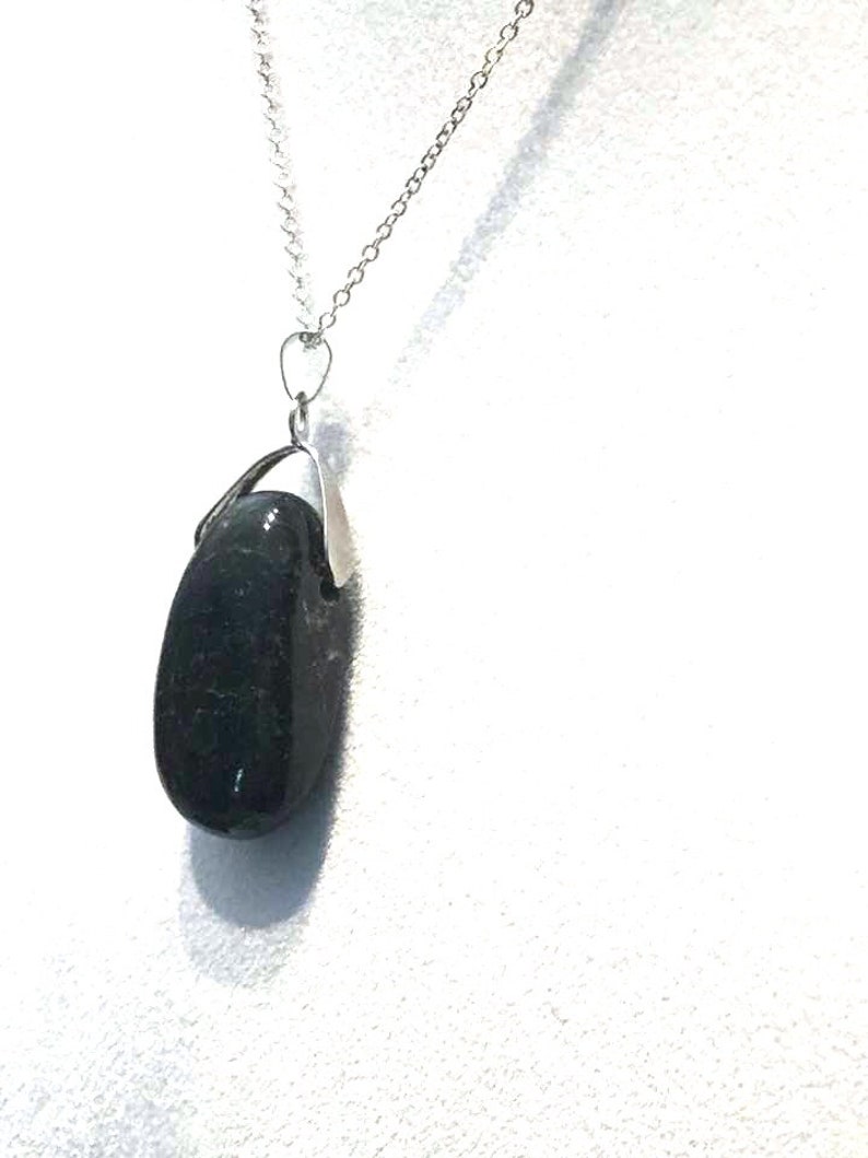 Shamanic Rare Nuummite Pendant Necklace Grounding Psychic Protection From Greenland Silver Necklace Unisex Crystal Healing #893