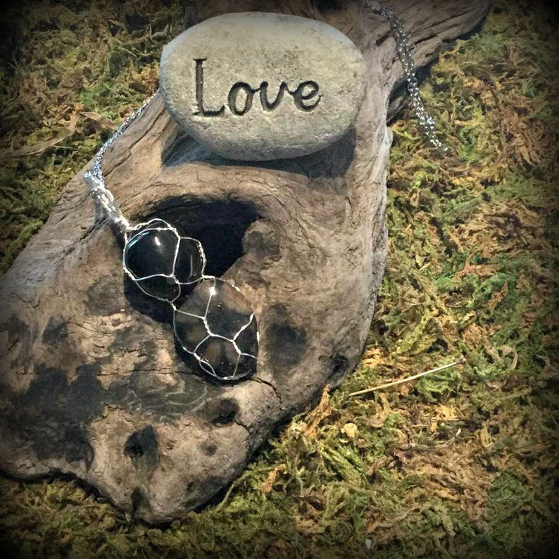 Jet,Chiastolite Crystal Necklace Protection Jewelry Crystal Healing Wire Wrapped Crystals Root Chakra Grounding Evil Eye Unisex #713