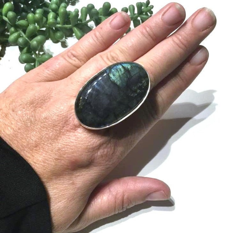# 881 Reiki Protection From Enemies Manifestation Healing Jewelry Labradorite Ring Encoded By Egyptian High Priestess To Hold Osiris