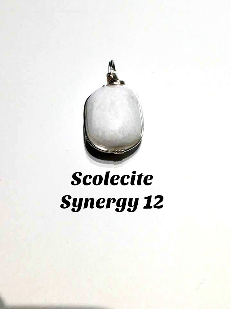 Stone of Lightworkers #292 Scolecite Wire Wrapped Tumbled Crystal Pendant Synergy 12 Stone Connection Stone to other dimensions