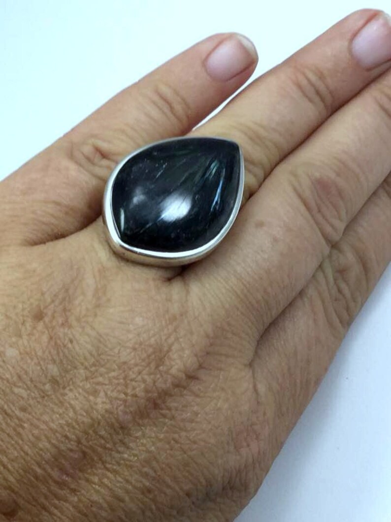 Nuummite Ring. Priced to Sell Solid Sterling Silver AAA Grade. | Etsy