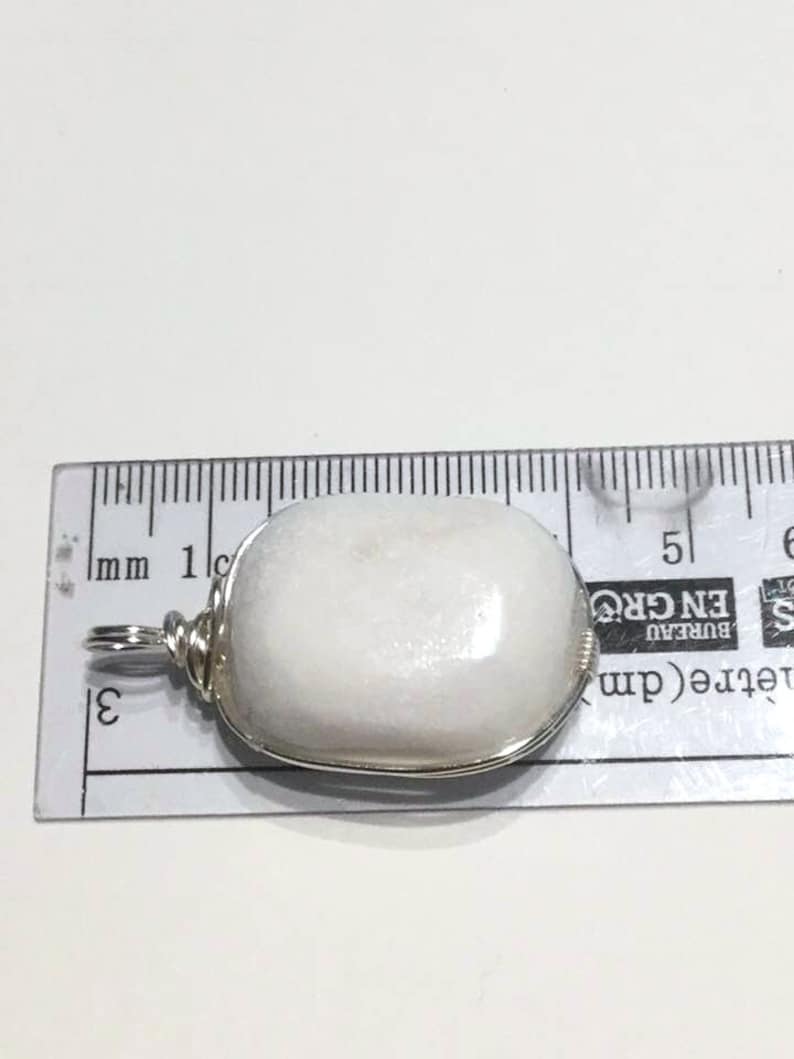 Stone of Lightworkers #292 Scolecite Wire Wrapped Tumbled Crystal Pendant Synergy 12 Stone Connection Stone to other dimensions
