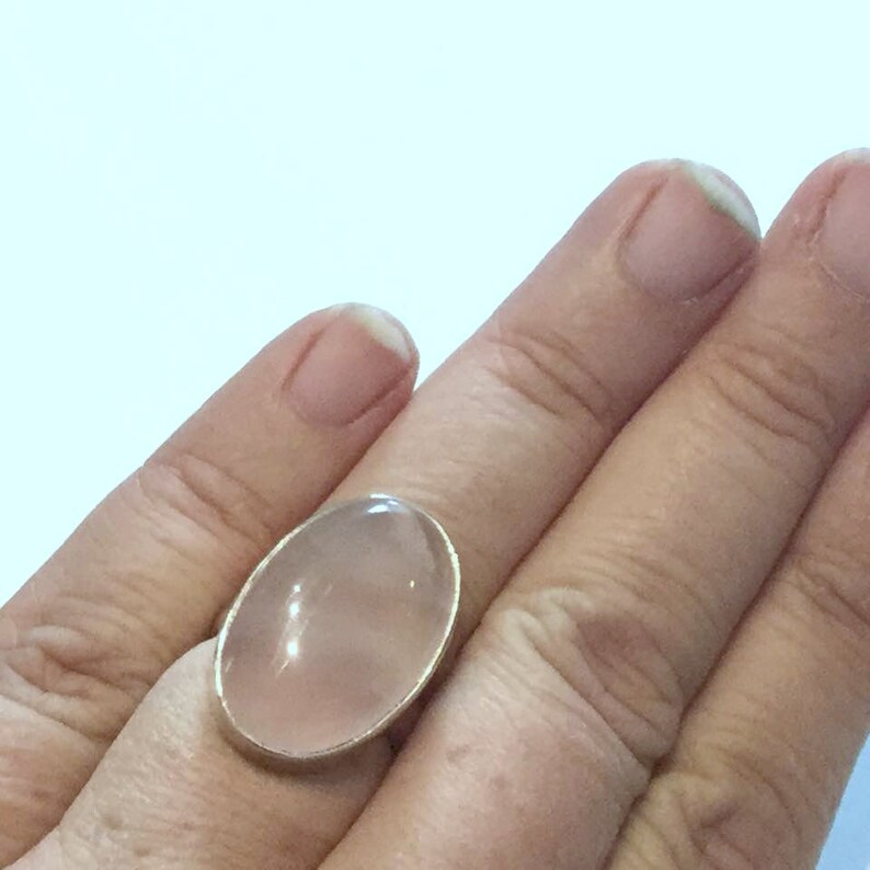 Crystal Healing #122 Silver Ring,Dainty Rose Quarz Ring Solitaire Ring Yoga Jewelry Reiki Ring Empath Jewelry Self Worth Minimalist
