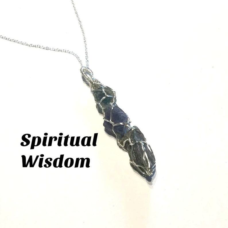 Spiritual Wisdom and Strength #663 Sapphire Raw Crystals Wire Wrapped Crystals Tanzanite Necklace Blue Ray Lazurite Crystal Wand