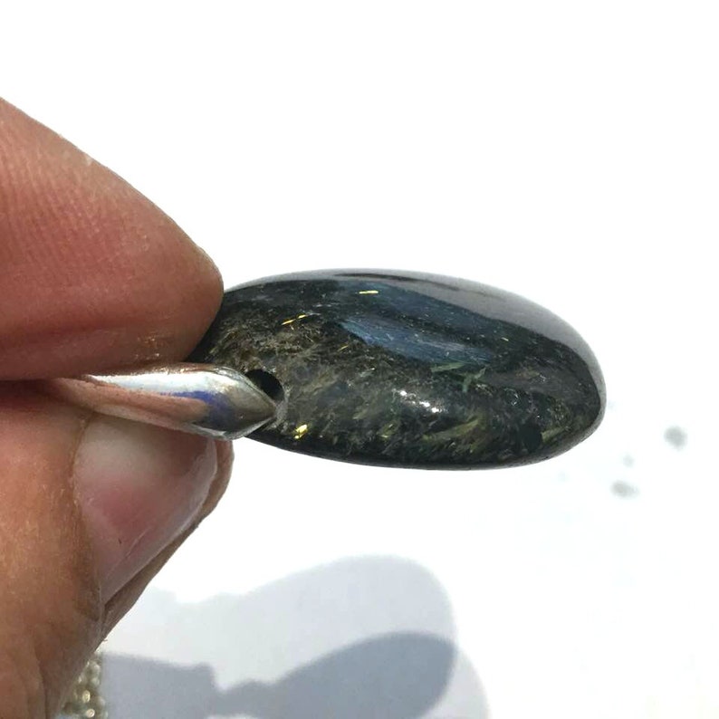 Shamanic Rare Nuummite Pendant Necklace Grounding Psychic Protection From Greenland Silver Necklace Unisex Crystal Healing #893
