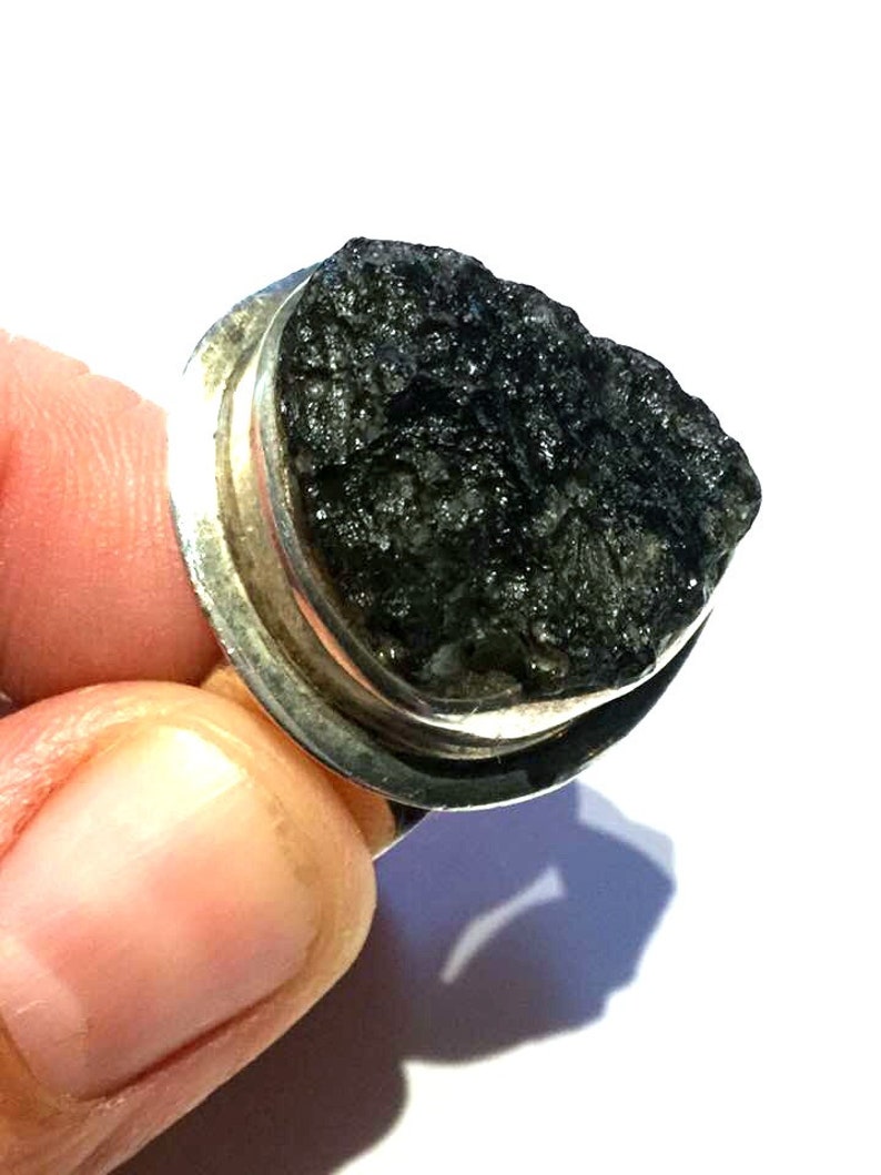 moldavite silver ring