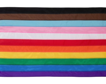 11-Stripe fully Inclusive Rainbow Flag, Hand Sewn 11 Stripe Rainbow, Custom sizes available