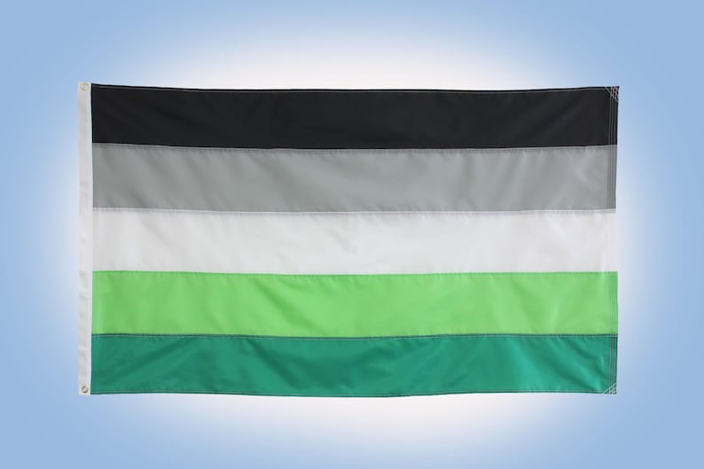Aromantic Pride Flag Dark Green Light Green White Gray | Etsy