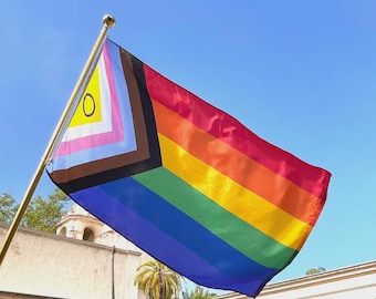 Intersex Inclusive Progress Pride Flag 3'x5' | Digitally Printed, Queer Owned, Made in San Diego