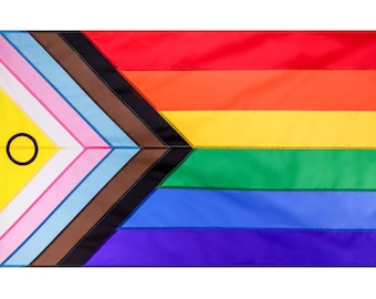 Intersex inclusive Fortschritt Pride Flagge - handgenäht - neu gestaltete Regenbogenfahne, verschiedene Größen erhältlich