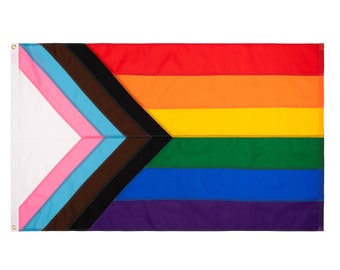 Progress Pride Flag, ** Licensed Hand-Sewn Progress Pride Flag, Designed by Daniel Quasar, Custom sizes available