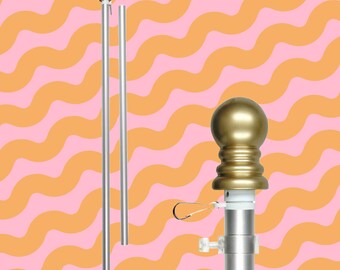 5&#39; x 1&quot; White or Silver outrigger flagpole with plastic EZ rings and gold top