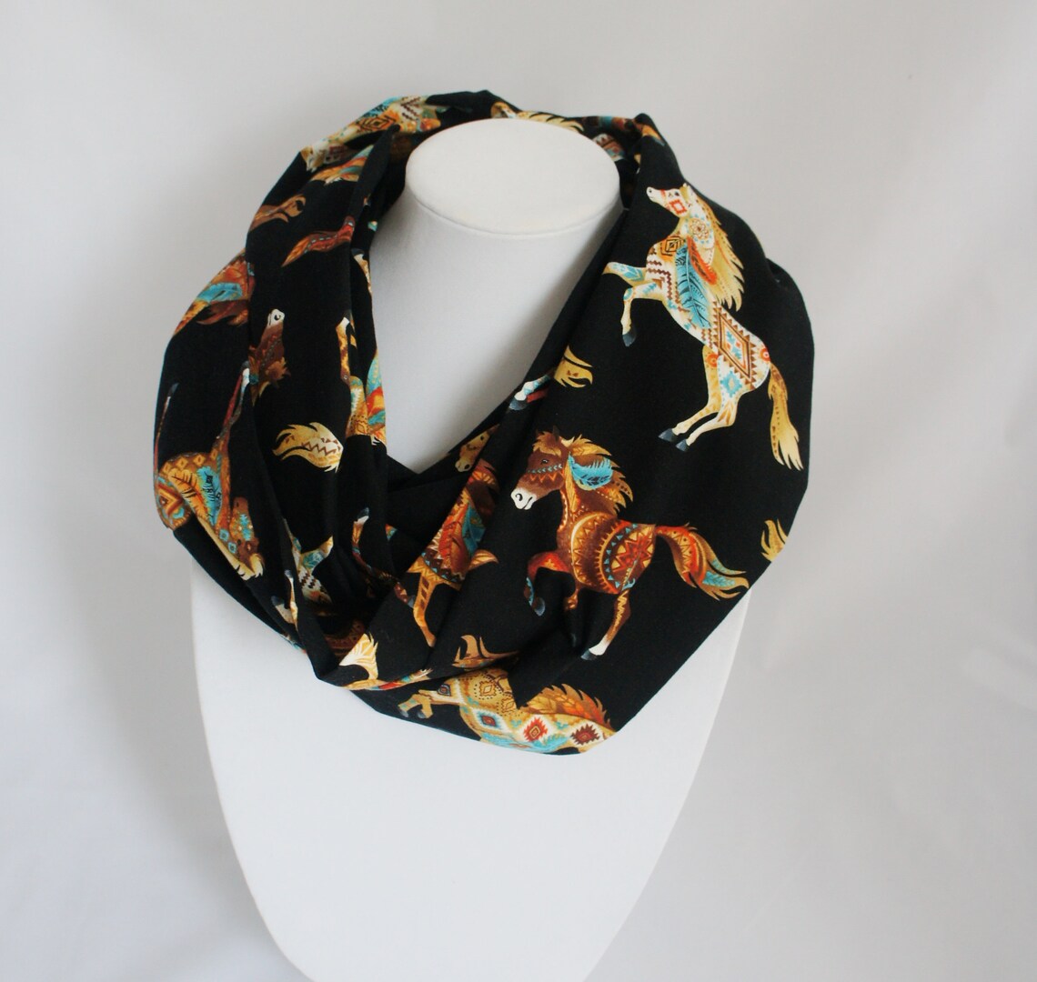 Infinity Scarf With Horses Patterns Scarf With Horses Etsy Sweden