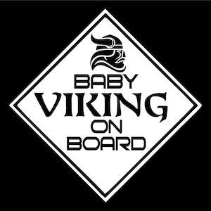 Baby Viking on board- naklejka na samochód- naklejka na okno | Biały | 5.75" cala