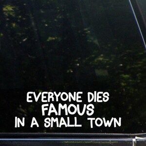 Everyone Dies Famous In A Small Town Custom Vinyl Decal/ Bumper Sticker for Windows, Cars, Trucks, Macbook, Etc 8378