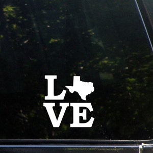 Love Texas Custom Vinyl Decal/ Bumper Sticker for Windows, Cars, Trucks, Macbook, Etc 8381