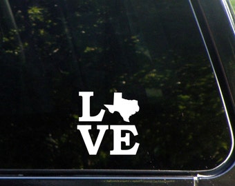 Love Texas Custom Vinyl Decal/ Bumper Sticker for Windows, Cars, Trucks, Macbook, Etc 8381