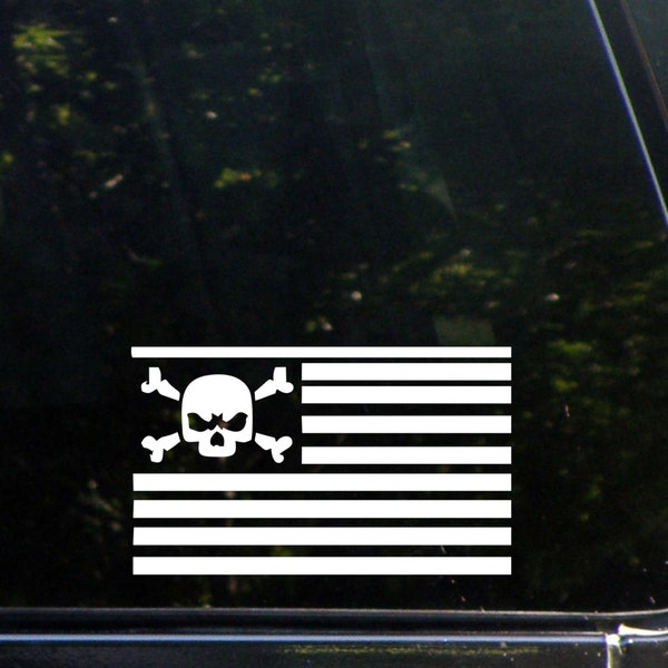 Flag With Skull And Bones Custom Vinyl Decal/ Bumper Sticker for Windows, Cars, Trucks, Macbook, Etc 8373