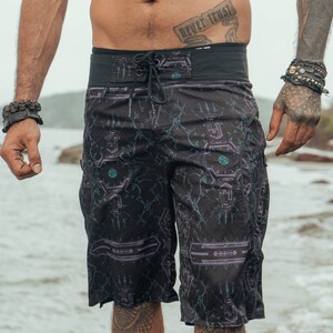 Shorts de bain pour hommes Artwear Shorts - XENOMORPH Summer Wear Shorts, Shorts de bain, Shorts de surfeur, Shorts de plage, Boardshorts Rave pour hommes
