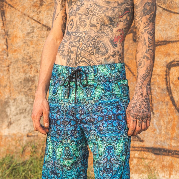 Blue Illusion Artwear Board Shorts: Men's Beach & Swim Shorts