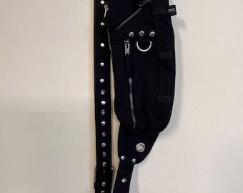 Gothic Studded Cotton Canvas Crossbody Sling Bag