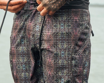 Burning Man Board Shorts: Sublimation Print Artwear - Equilibrium Design