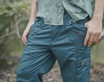 Men's Dragon Art Cargo Shorts: Stretch Cotton Rave Festival Utility Shorts