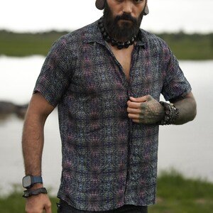 Men Bamboo Shirt Festival Wear Shirt - Bohemian Wear Shirt, Psychedelic Clothing, Eco-friendly Shirts, Partywear Shirt, Summer Wear Shirts