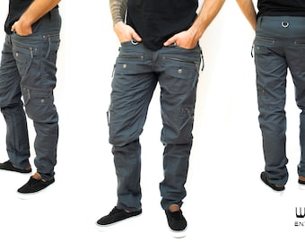 Mens Cargo Pants – Managa Multi-Pocket Cotton Utility Pants for Rave & Streetwear