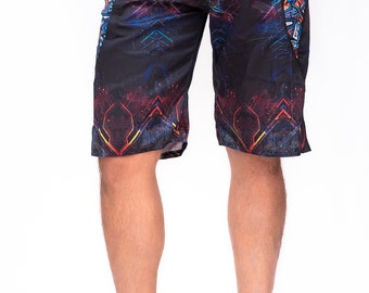 Spodenki kąpielowe Psyber Phonk Artwear: nadruk sublimacyjny, tajna kieszeń