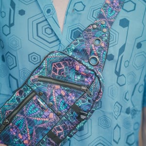 Kaleidoscope Crossbody Bag: Cotton Canvas Art Wear Sling Bag
