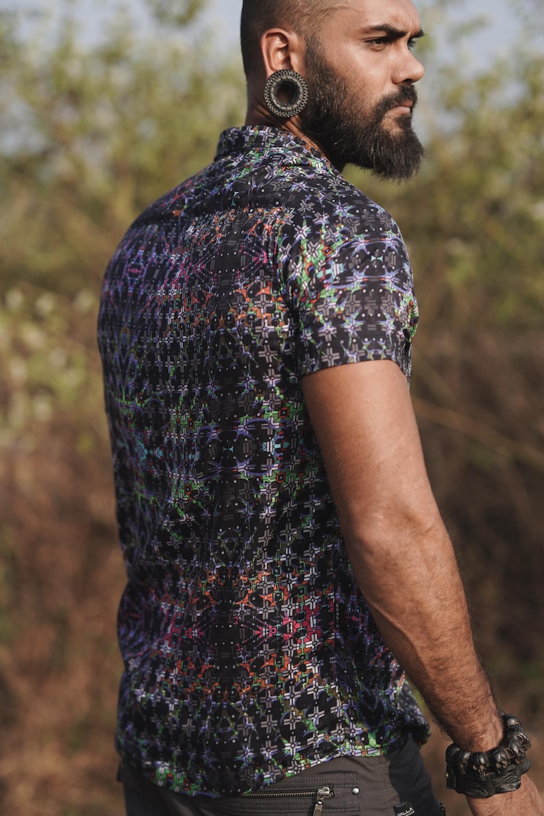 Men Bamboo Shirt Festival Wear Shirt - Bohemian Wear Shirt, Psychedelic Clothing, Eco-friendly Shirts, Partywear Shirt, Summer Wear Shirts