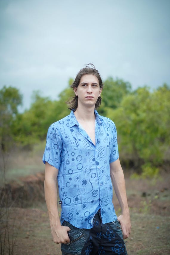 blue hexagon dress shirt Non-Iron Cotton Stripe Dress Shirt With Contrast Trim main image 0