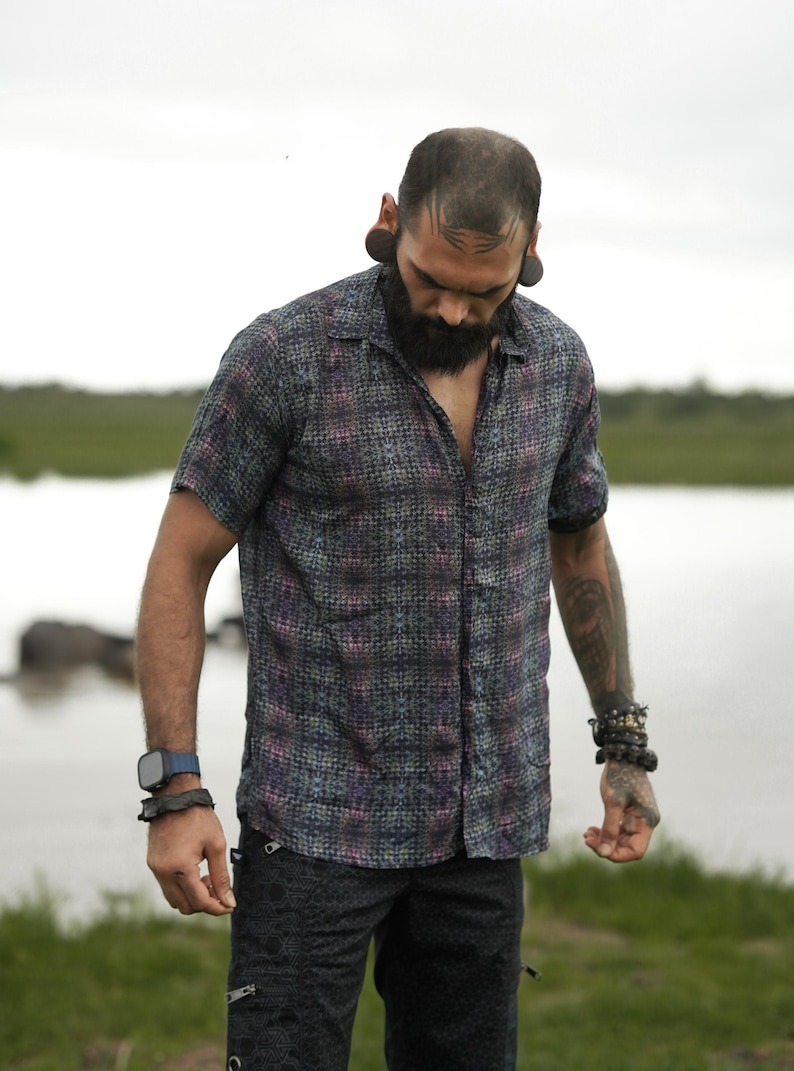 Men Bamboo Shirt Festival Wear Shirt - Bohemian Wear Shirt, Psychedelic Clothing, Eco-friendly Shirts, Partywear Shirt, Summer Wear Shirts