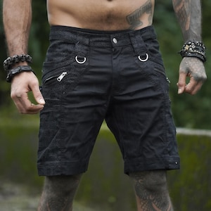 Multi Pockets Short Men&#39;s Cargo Shorts - Psychedelic Wear Utility Cargo Short | Geometric Art Shorts - Party Wear Shorts, Men Festival Short