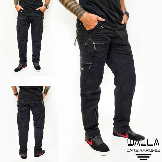 Men's Black/Yellow Streetwear Techwear Heavy Cargo Trouser Pants  HGB.L.P04V2/YLW | eBay