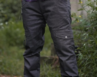 Men's Grey Utility Cargo Pants | Urban Hippie Stretch Cotton Streetwear