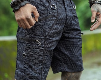Pythagoras Abstract Art Herr Cargo Shorts: Flerfickorsiga bomullscargoshorts för fest, ovanför knäna.